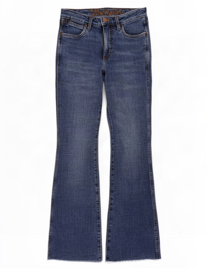 Wrangler Damen Schlagjeans W27 L31 Blaue Baumwolle