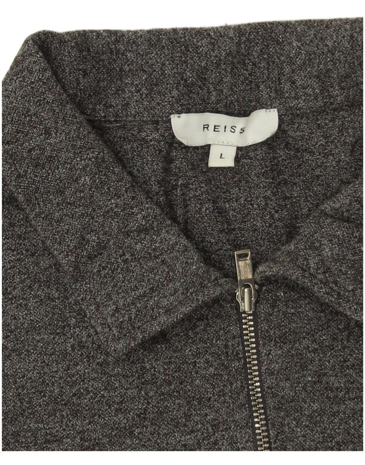 Reiss Herren-Poloshirt, große, grau gefleckte Baumwolle