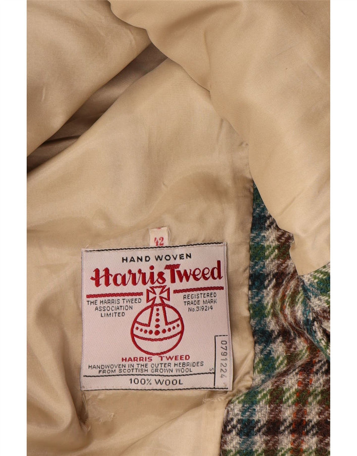 Harris Tweed Damen 2-Knopf-Blazerjacke EU 42 Großer grüner Hahnentritt