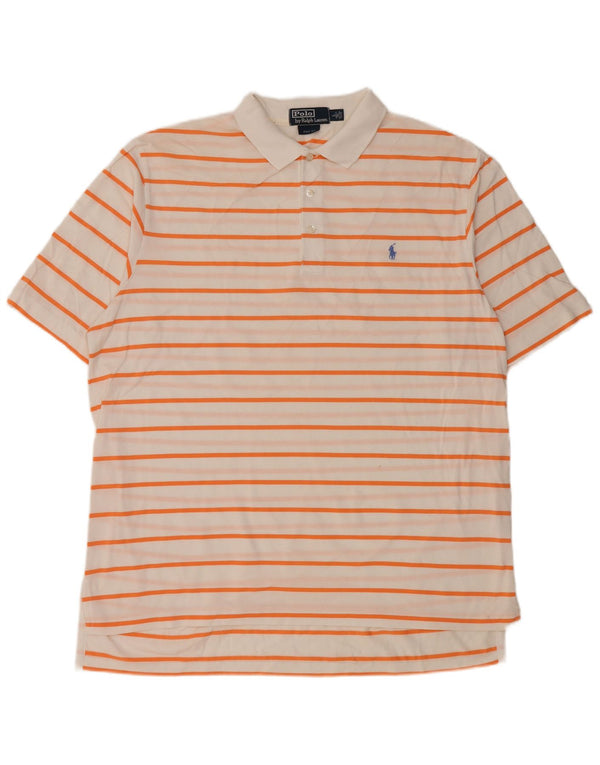 Polo Ralph Lauren Mens Polo Shirt Large White Striped Cotton