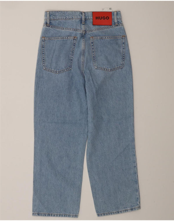 HUGO BOSS Damen Jeans mit weitem Bein, bauchfrei und hoher Taille, W26, L25, Blau, Baumwolle