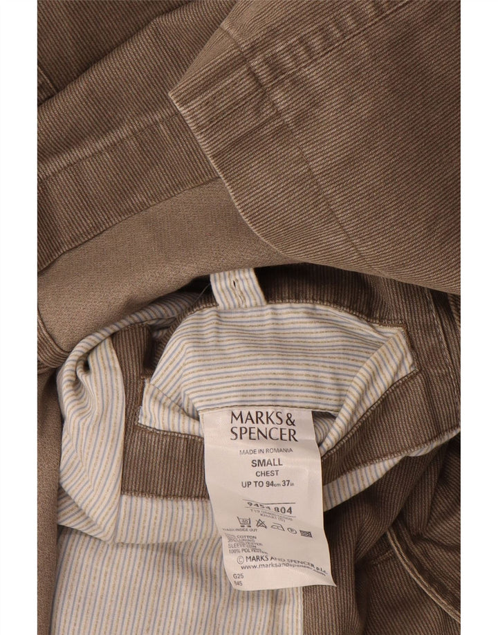 Marks & Spencer Herren-Blazer mit 3 Knöpfen, Gr. 36, klein, Khaki, Nadelstreifen