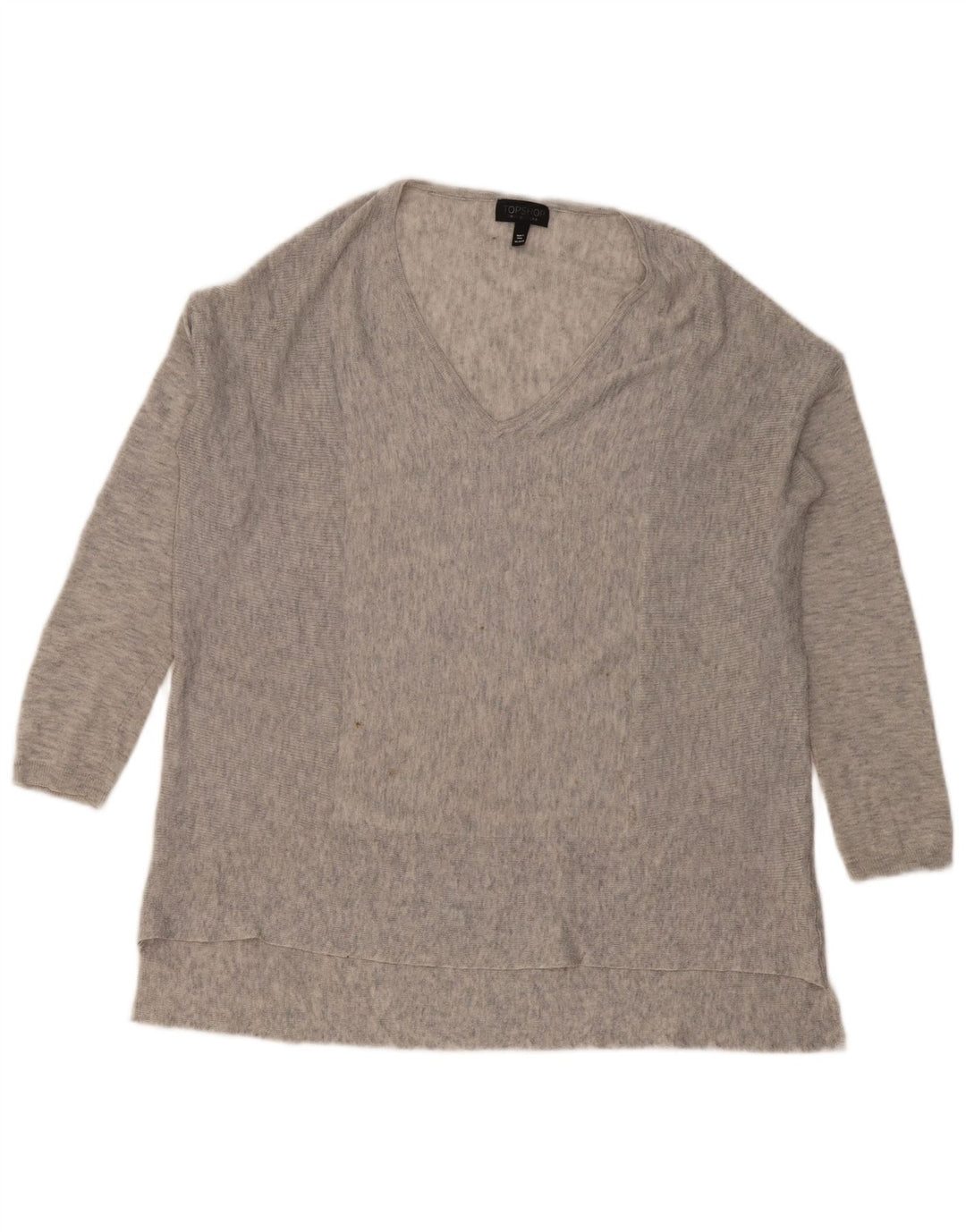 Topshop Damen-Oberteil in Übergröße, langärmlig, UK 6, XS, grau geflecktes Polyester