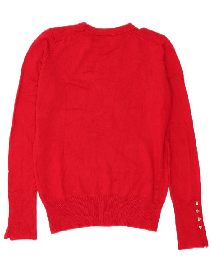 Zara Damen-Pullover mit Rundhalsausschnitt, UK 10, kleine rote Viskose