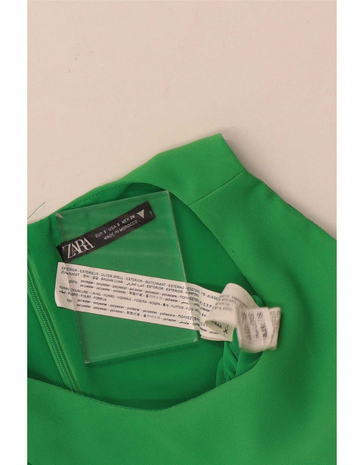 Zara Damen Ärmelloser Playsuit UK 10 Small Grün Polyester