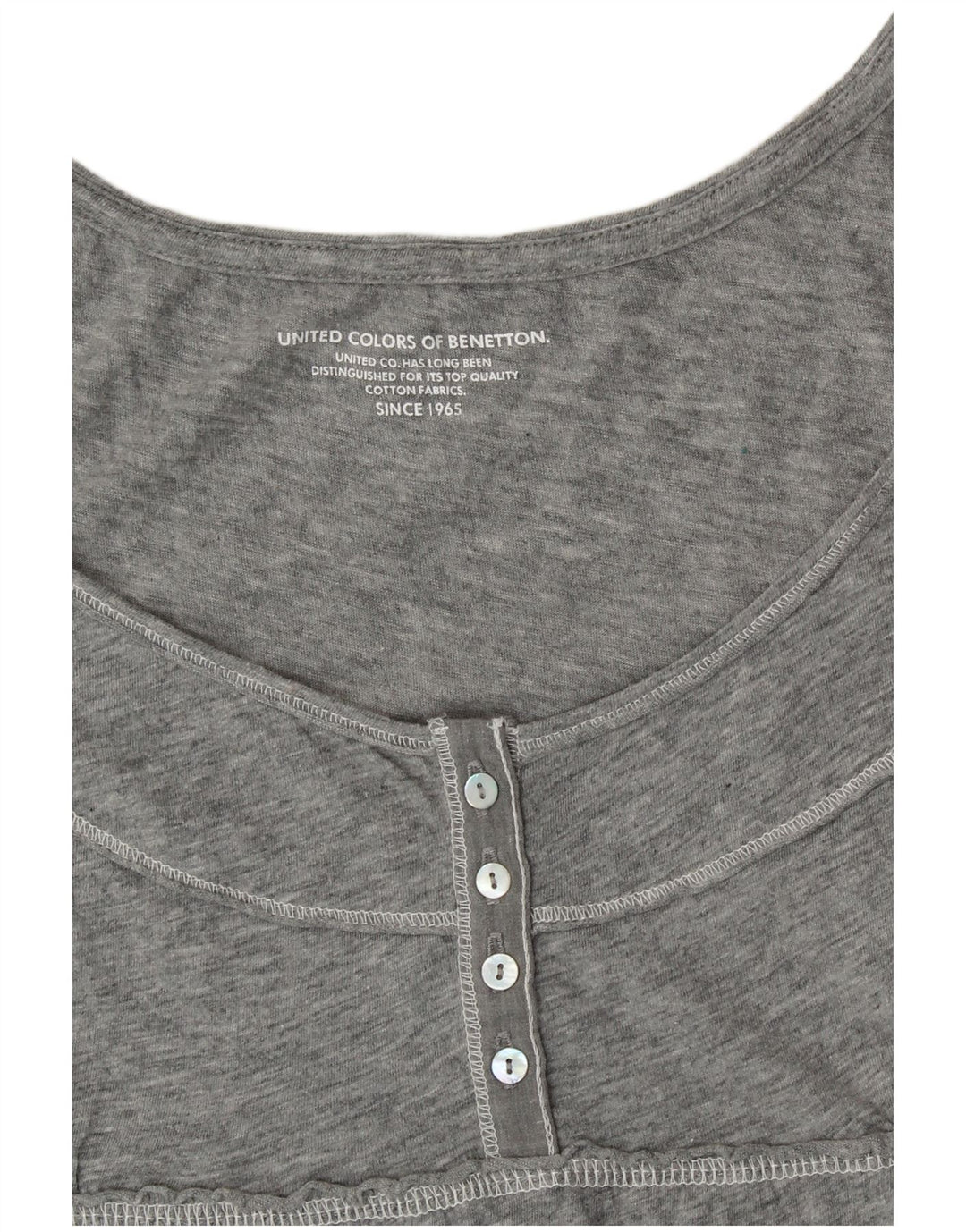 BENETTON Damen-Blusenoberteil, Gr. 10, klein, grau geblümt