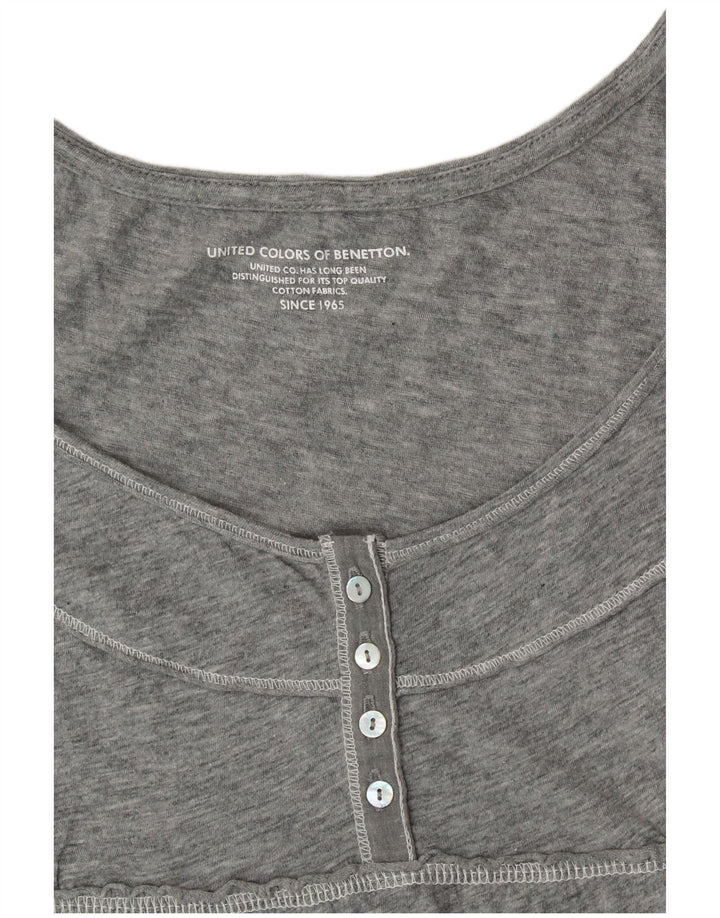 BENETTON Damen-Blusenoberteil, Gr. 10, klein, grau geblümt
