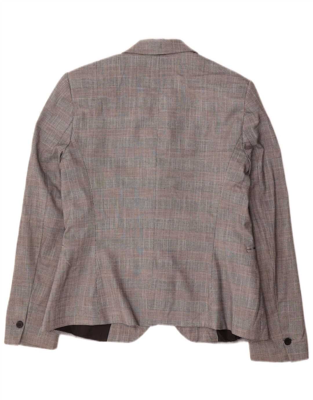 Zara Damen-Blazerjacke mit 1 Knopf, EU 40, mittelgrau kariertes Polyester
