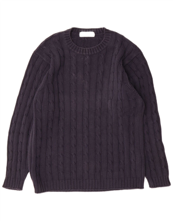 Marks & Spencer Herren-Pullover mit U-Boot-Ausschnitt, Größe S, marineblaue Baumwolle