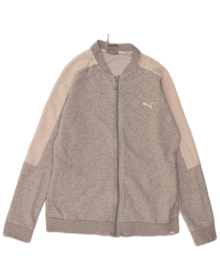 Puma Damen-Trainingsanzug-Oberteiljacke UK 16 Large Graue Colourblock-Baumwolle