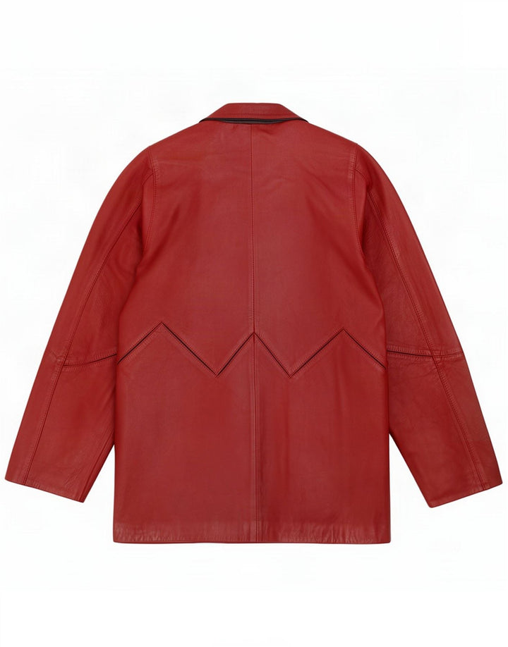 Vintage Damen Ledermantel IT 42 Medium Burgundy Colourblock