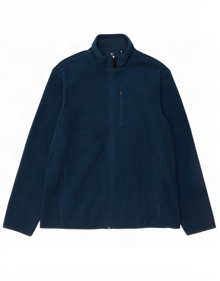 Marks & Spencer Herren Fleecejacke UK 40 Large Marineblau Polyester