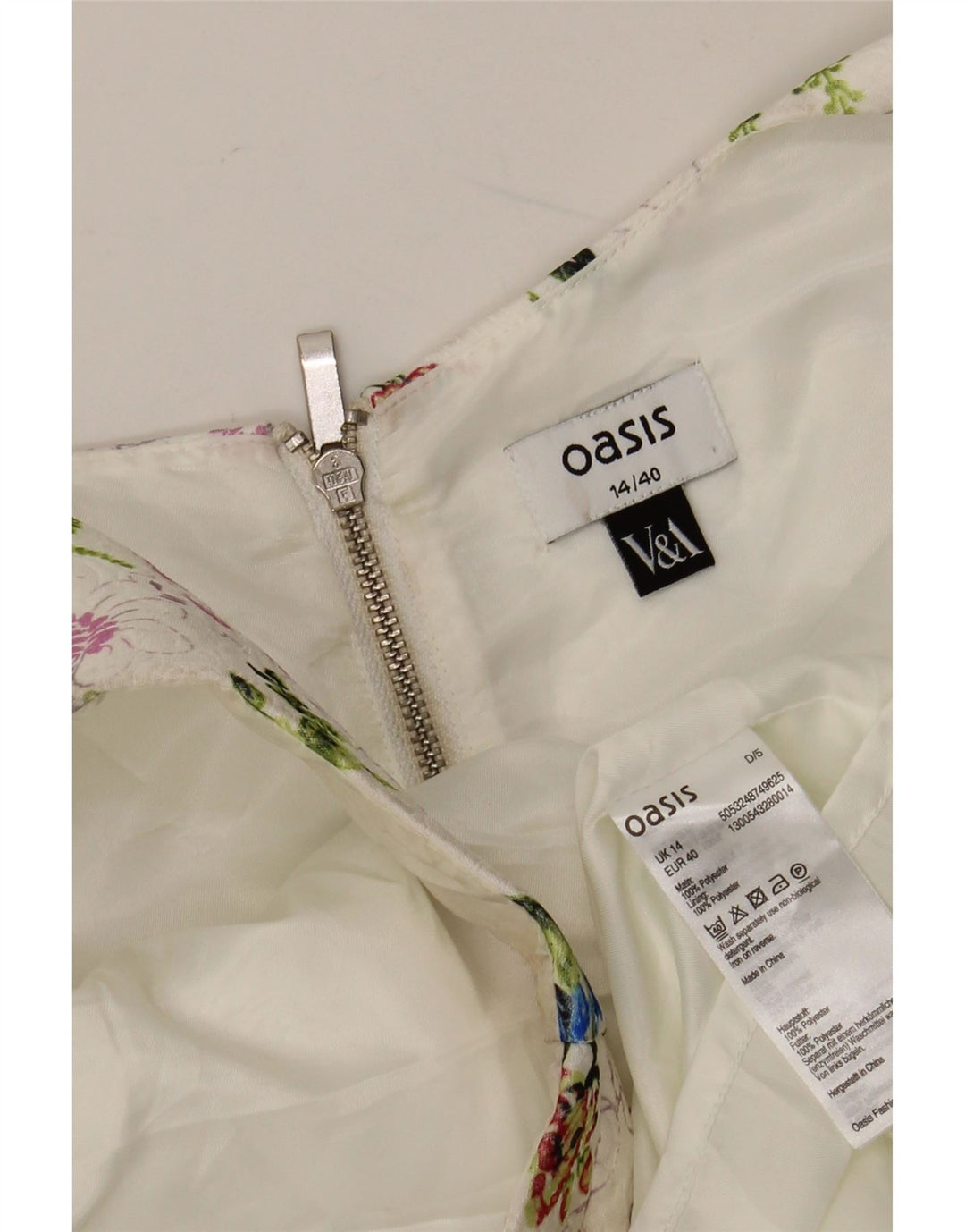 Ärmelloses Swing-Kleid für Damen von Oasis, UK-Größe 44, Mittelweiß, Blumenmuster, Polyester