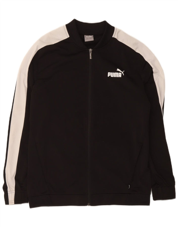 Puma Herren-Trainingsanzug-Top-Jacke, Mittelschwarzes Farbblock-Polyester
