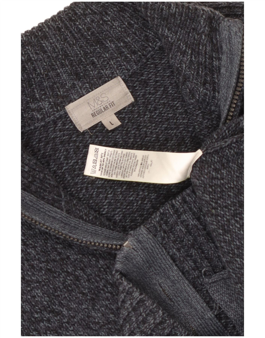 Marks & SPENCER Herren-Strickjacke mit normaler Passform, groß, Marineblau meliert