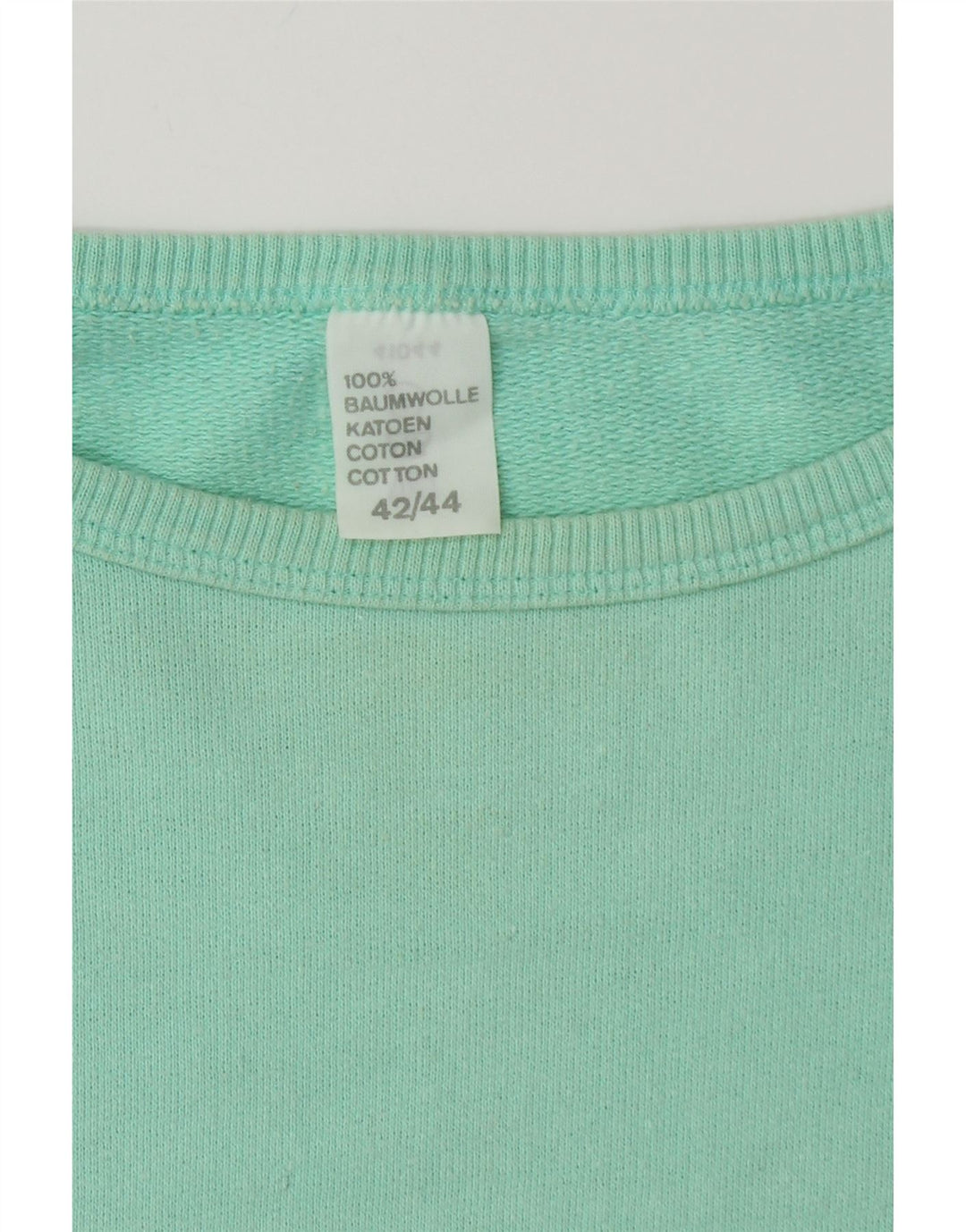 VINTAGE Damen Sweatshirt Pullover IT 42/44 Mitteltürkis Baumwolle
