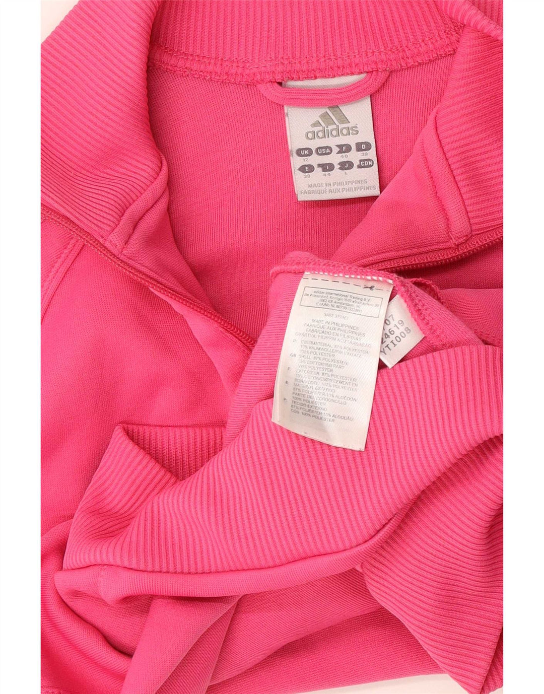 Adidas Damen Crop Trainingsanzug Top Jacke UK 12 Mittelrosa Polyester