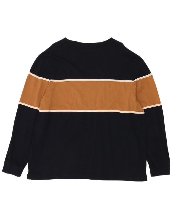 Marks & Spencer Herren-Oberteil, langärmelig, 2XL, marineblau, Colourblock-Baumwolle