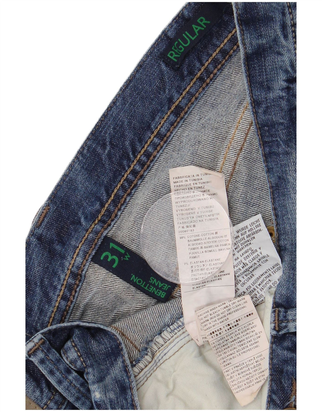 Benetton Damen Regular Straight Jeans W31 L28 Blaue Baumwolle