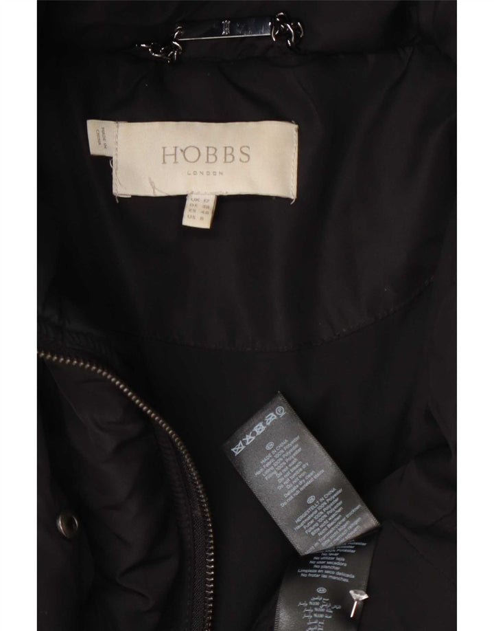 Hobbs Wattierter Damenmantel mit Kapuze, UK 12, Mittelschwarz, Polyester