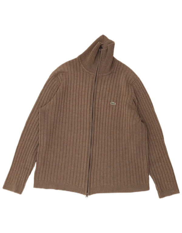Lacoste Herren Strickjacke Pullover Größe 6 XL Braune Wolle
