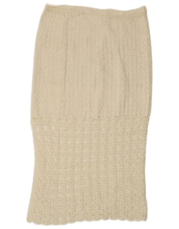 VINTAGE Damen Häkel-Midirock W32 Large Weiß