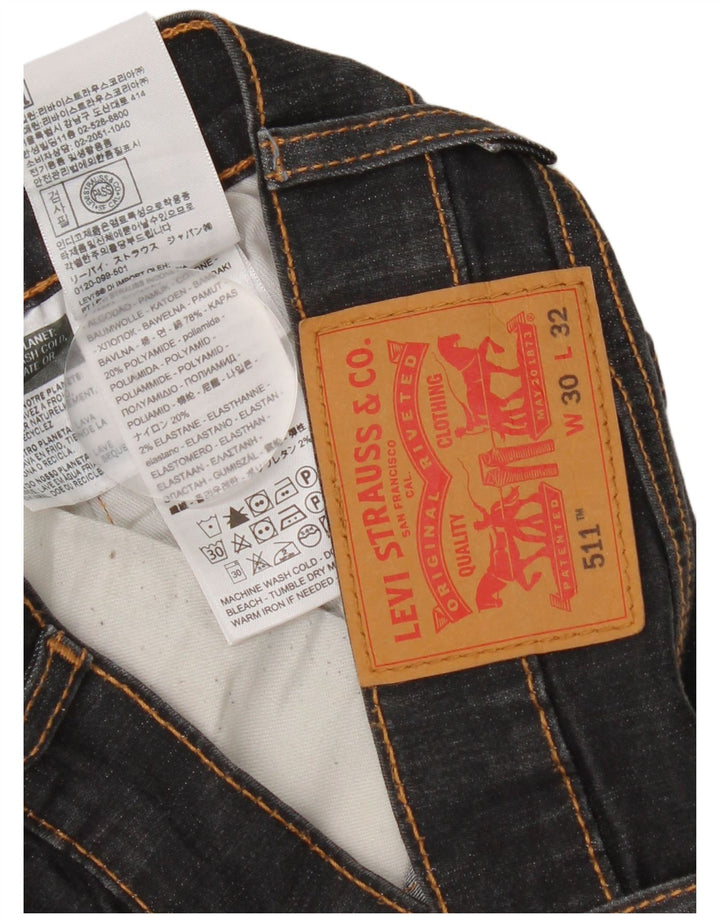 Levi's Herren 511 Slim Jeans W30 L29 schwarze Baumwolle