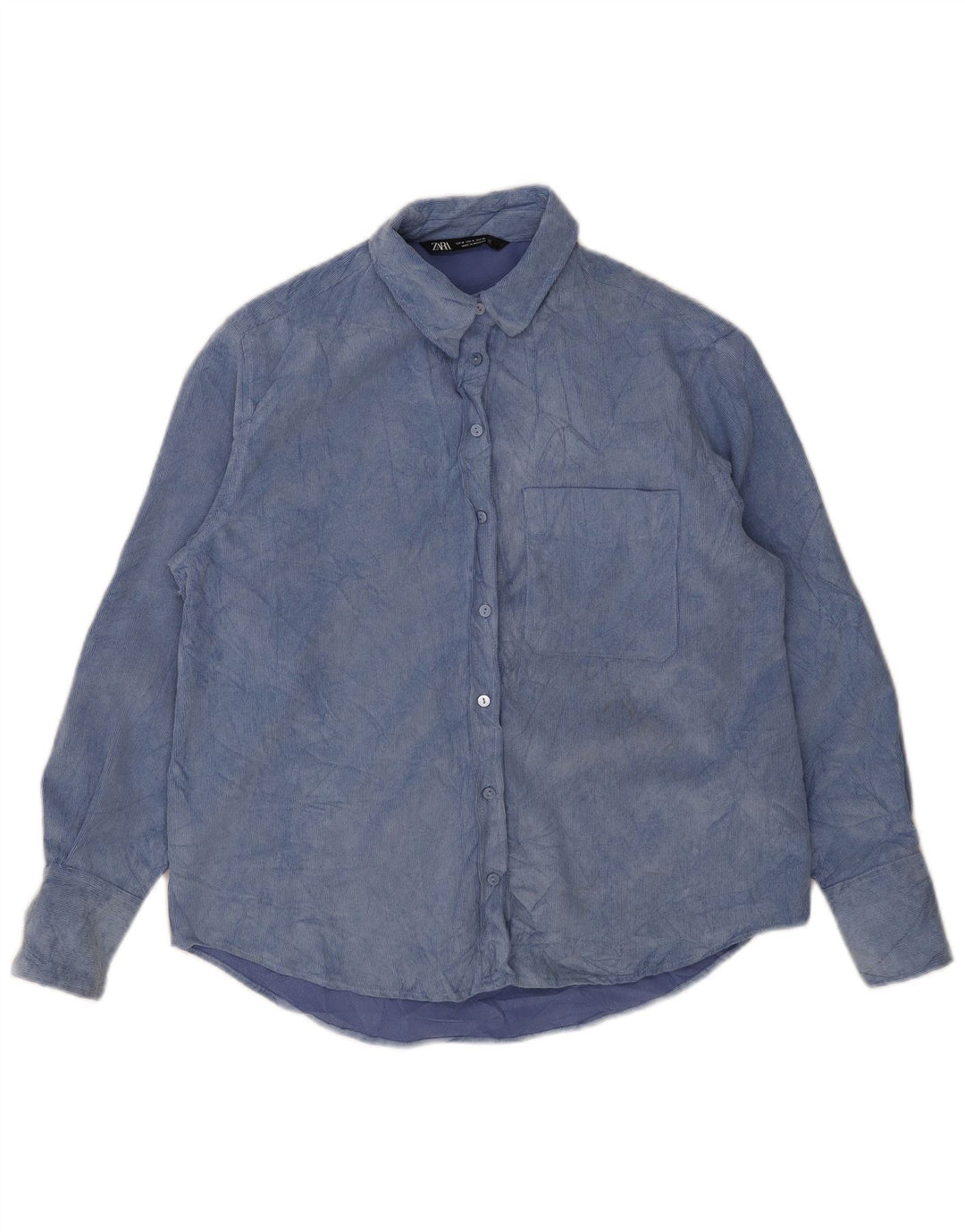 Zara Damen Fleece-Hemd UK 14 Mittelblaues Batik-Polyester