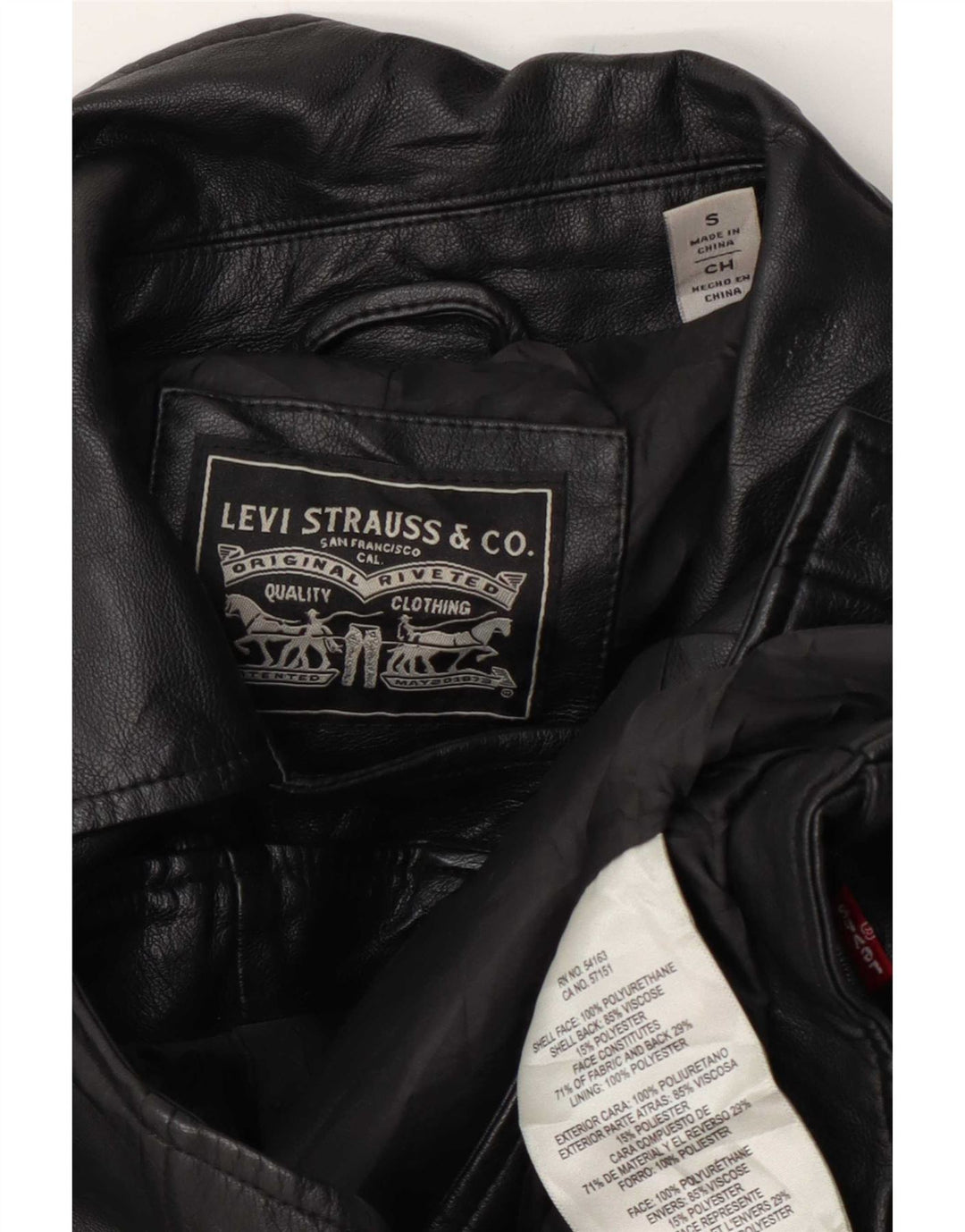 Levi's Damen Crop Kunstleder Bikerjacke UK 10 Small Schwarz Polyurethan
