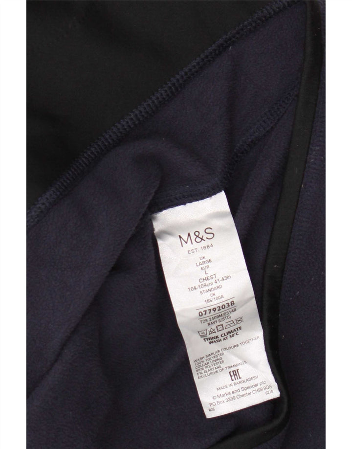 Marks & Spencer Herren Fleecejacke UK 40 Large Marineblau Polyester