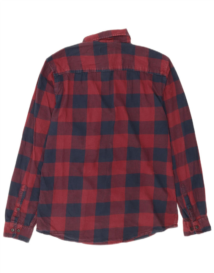 Jack & Jones Herren-Flanellhemd, mittelgroß, Burgunderrot, Gingham-Baumwolle