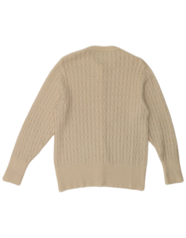 Vintage Damen Cardigan Pullover UK 10 Small Weiß