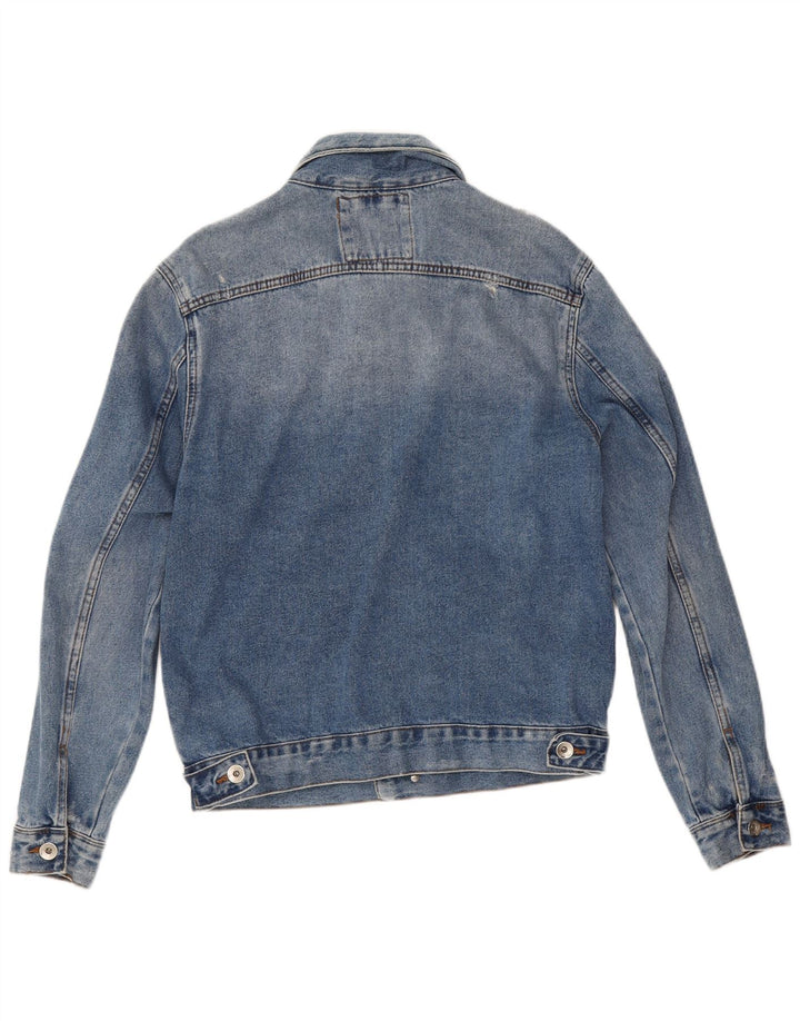 Zara Herren Distressed Jeansjacke UK 38 Mittelblaue Baumwolle