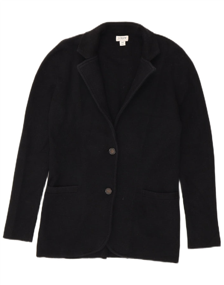 J. CREW Damen 2-Knopf-Blazerjacke UK 6 XS Schwarze Baumwolle