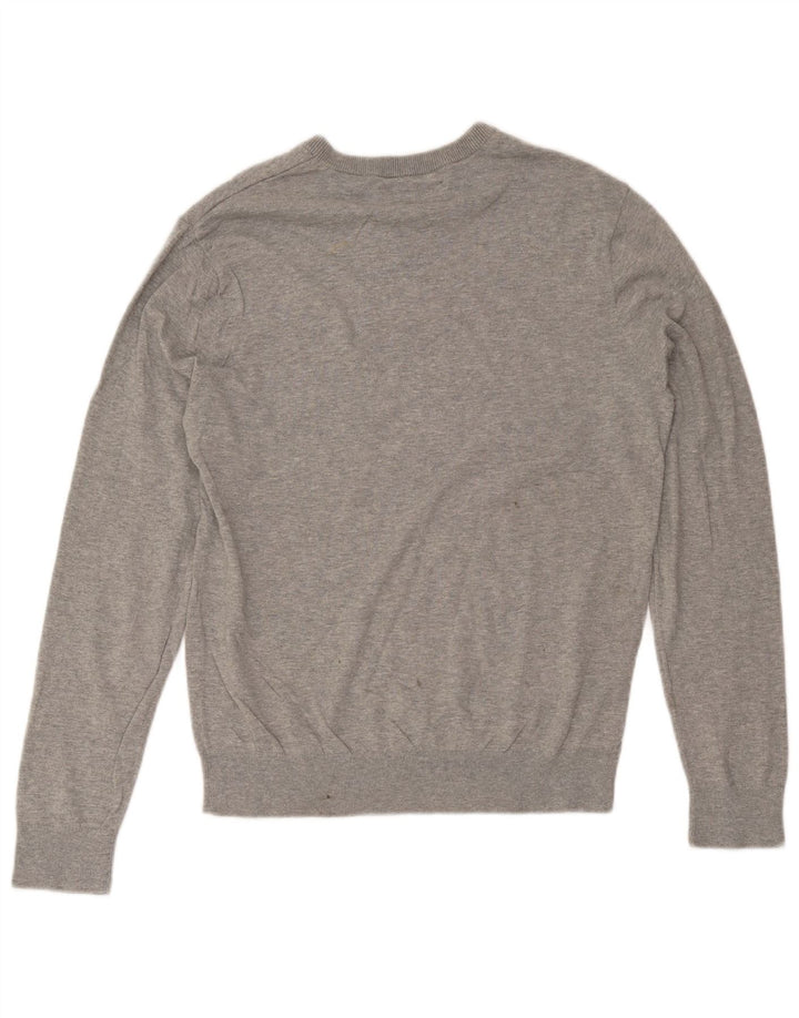 Penguin Herren-Pullover mit V-Ausschnitt aus mittelgrauer Baumwolle
