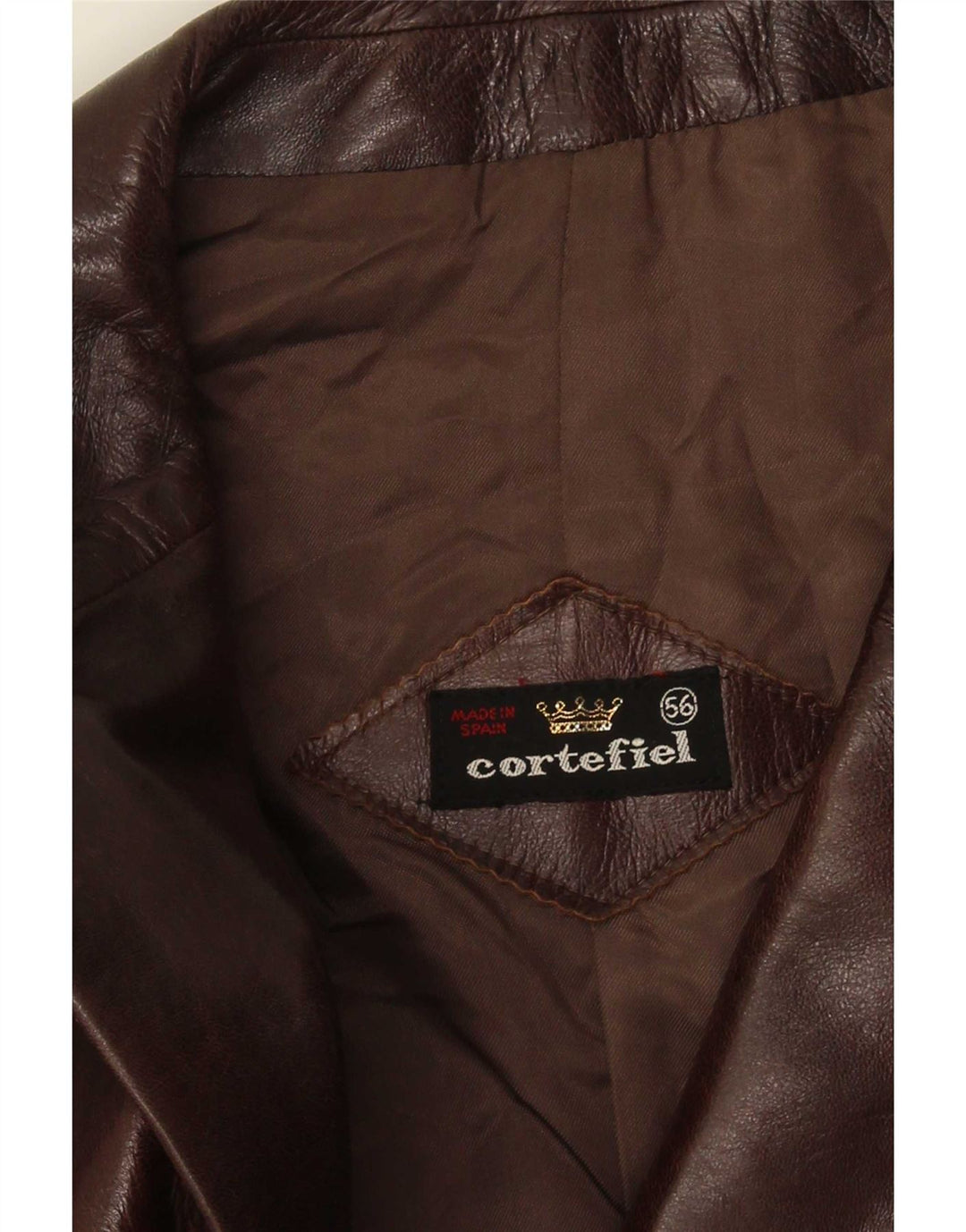 Cortefiel Herren Lederjacke IT 56 3XL Braun