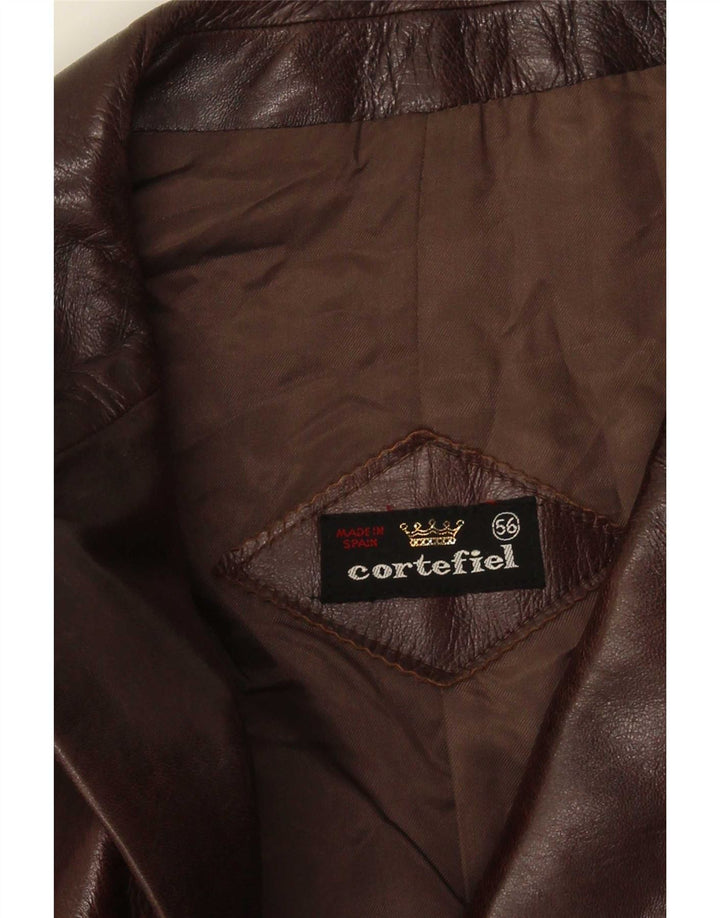 Cortefiel Herren Lederjacke IT 56 3XL Braun