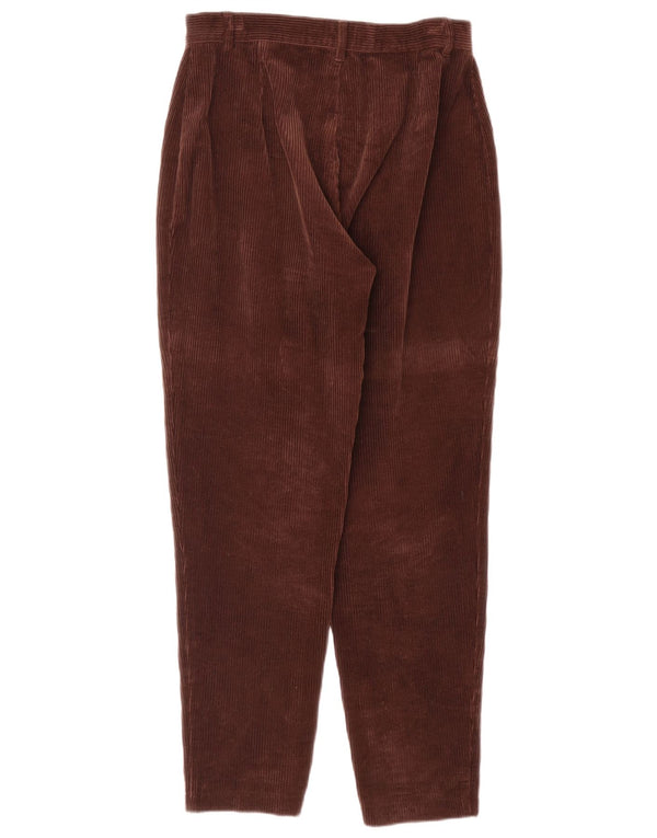 Benetton Womens High Waist Corduroy Trousers IT 46 Large W30 L29 Brown