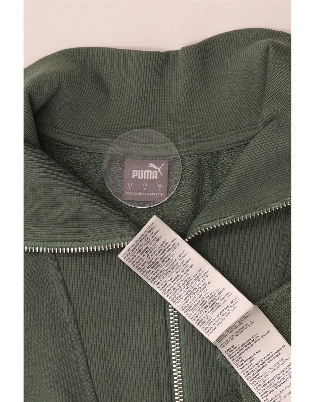 Puma Womens Oversized Crop Zip Neck Sweatshirt Pullover UK 16 Large Grün