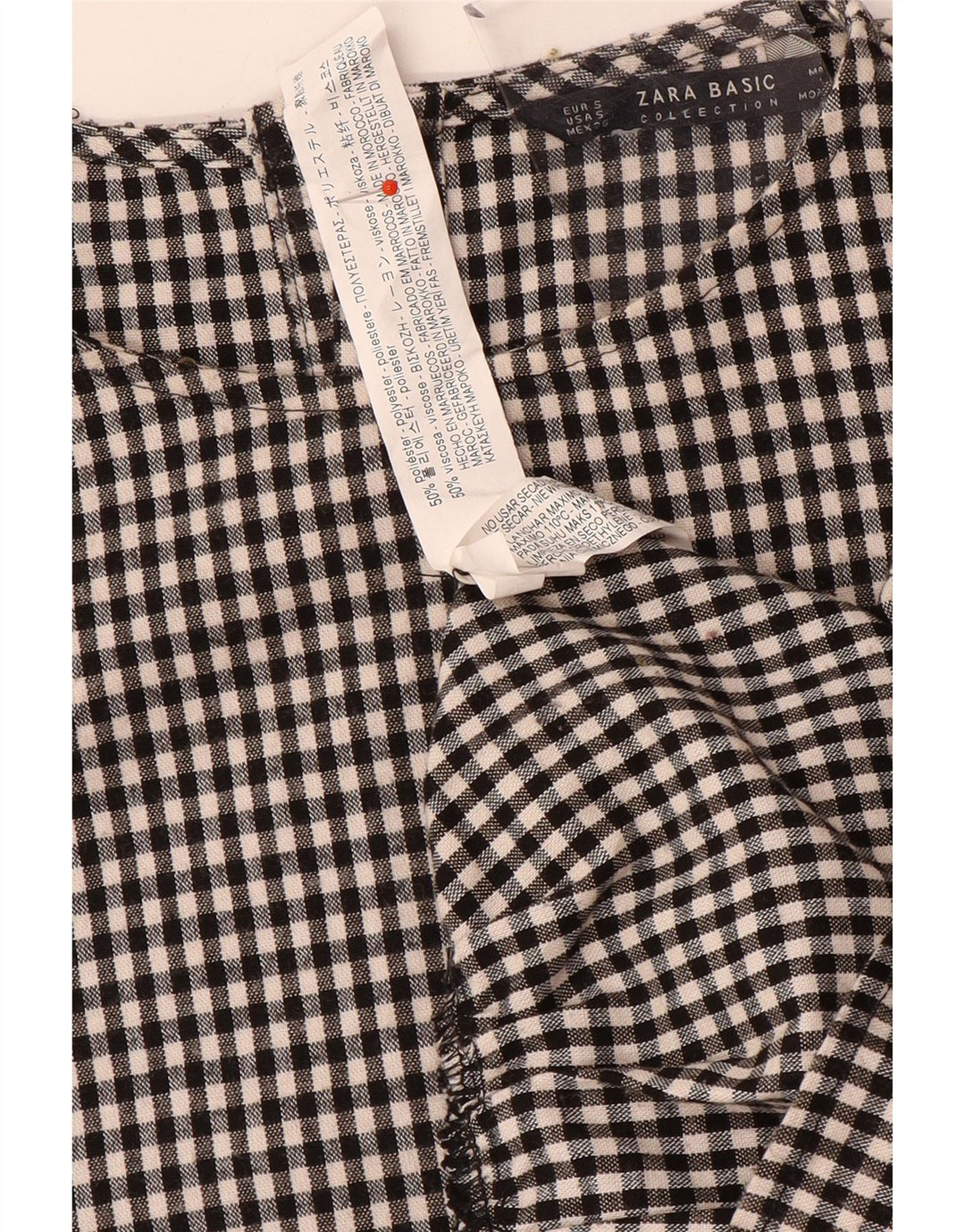 Übergroßes Basic-Kleid mit 3/4-Ärmeln von Zara für Damen, Gr. 10, Größe S, Schwarz, Gingham