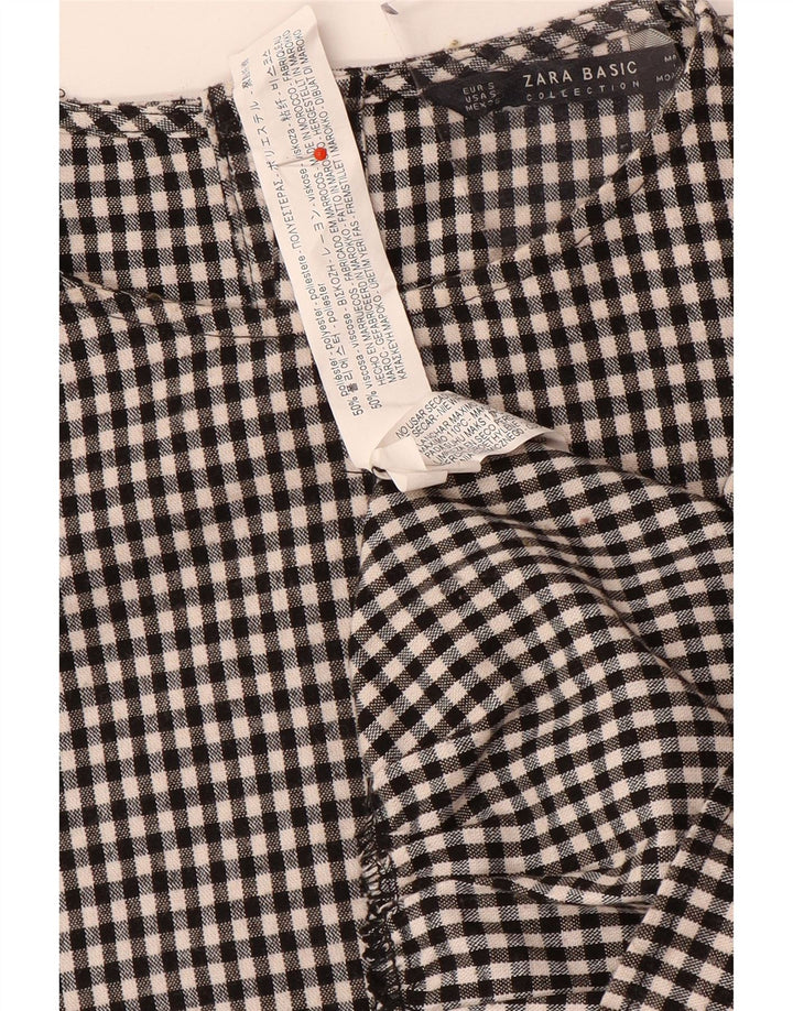 Übergroßes Basic-Kleid mit 3/4-Ärmeln von Zara für Damen, Gr. 10, Größe S, Schwarz, Gingham