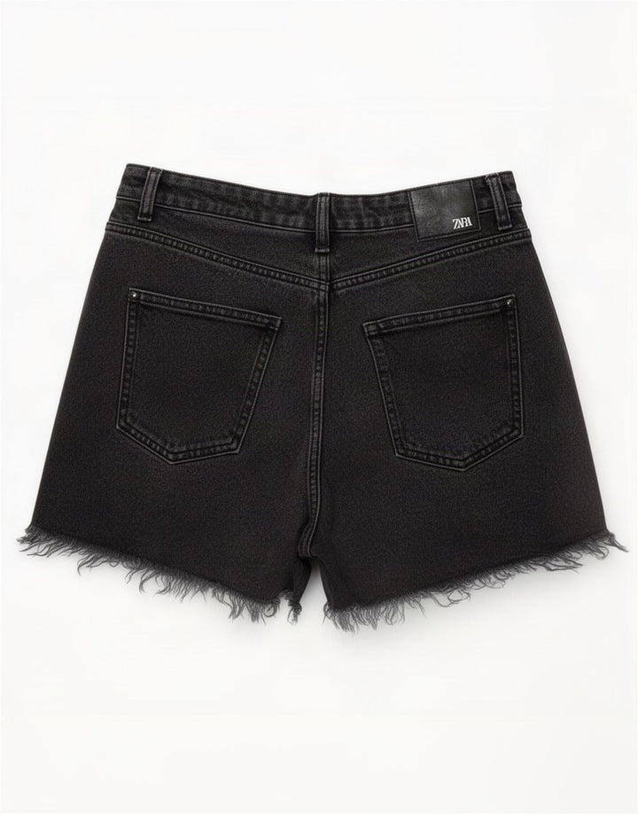 Zara Damen-Jeansshorts mit hoher Taille, mittelgroß, W30, Grau