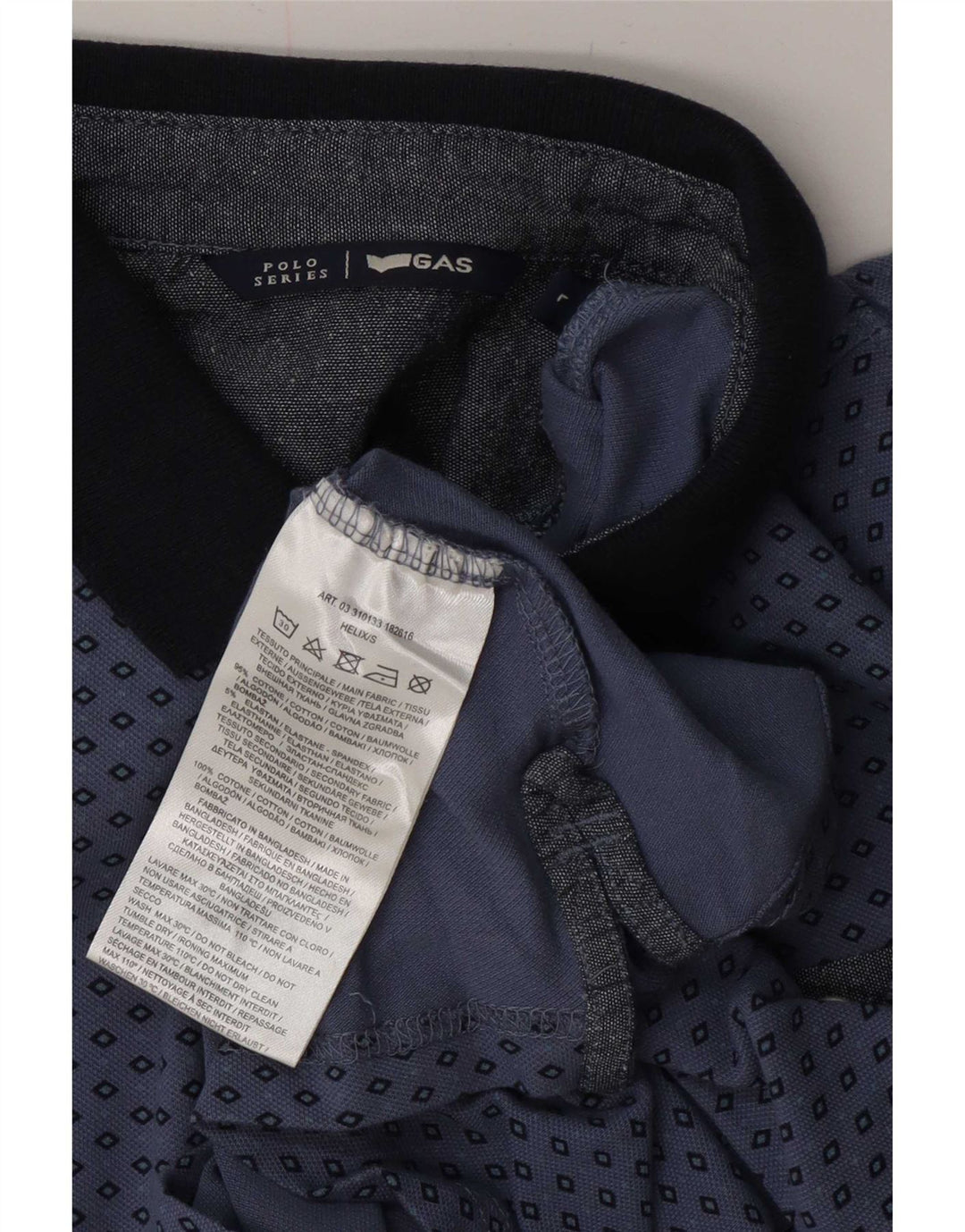 Gas Herren-Poloshirt, groß, blau, geometrisch, Baumwolle