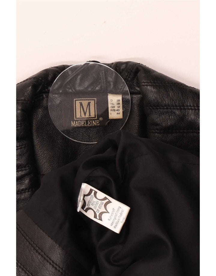 Madeleine Damen Zweireihige Lederjacke UK 12 Medium Schwarz