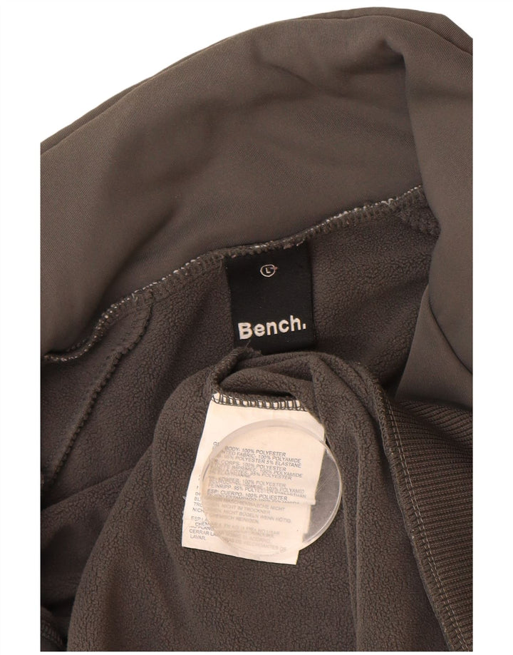 BENCH Herren-Trainingsanzugoberteil mit Grafik, groß, graues Farbblock-Polyester