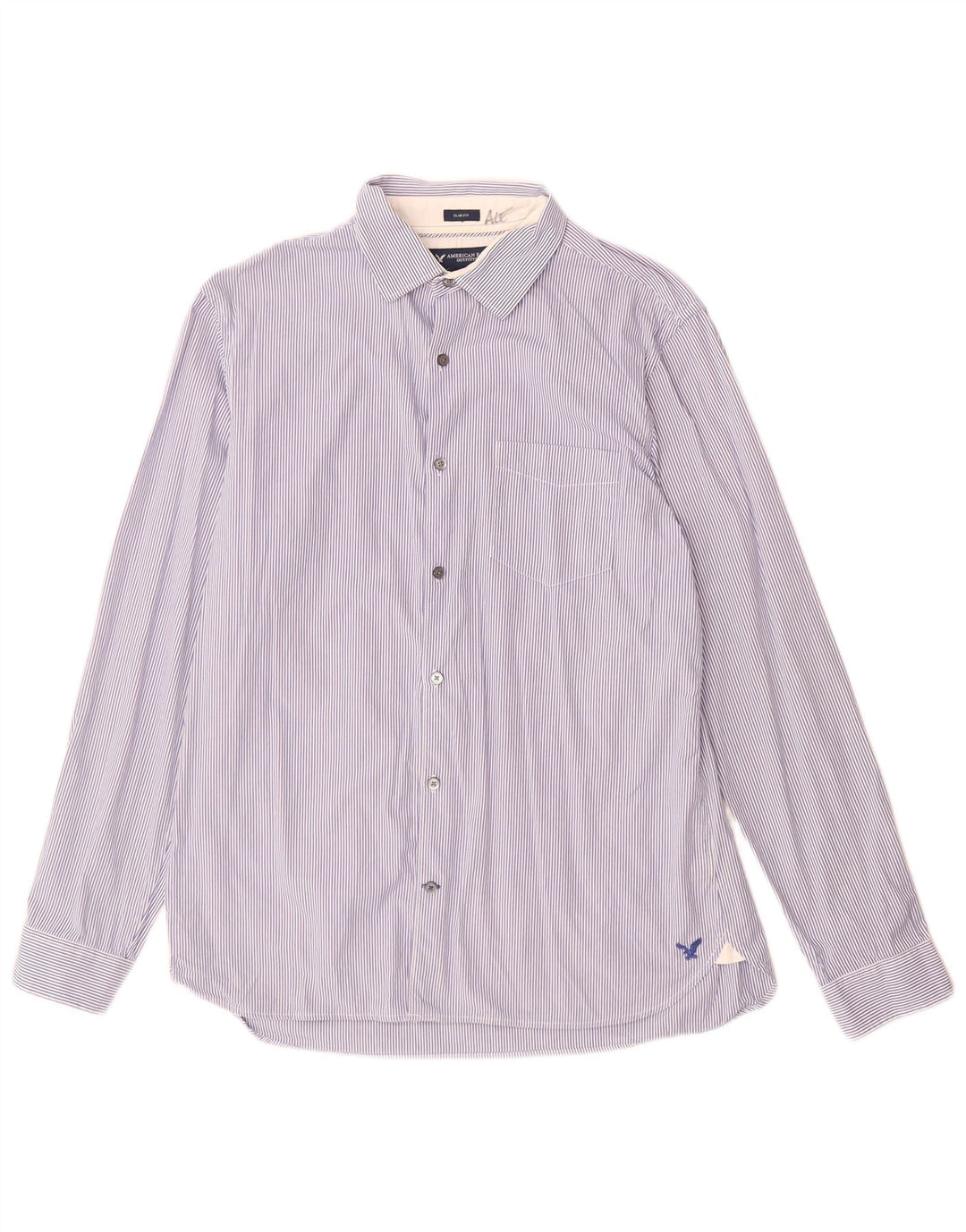 American Eagle Herren-Slim-Fit-Hemd, groß, blau gestreift, Baumwolle