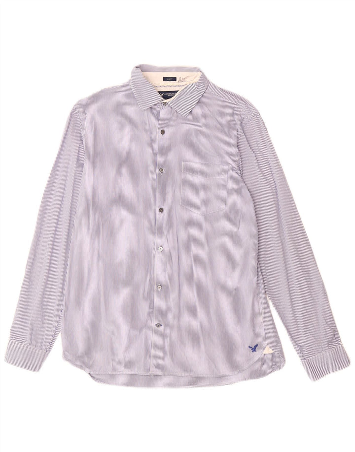 American Eagle Herren-Slim-Fit-Hemd, groß, blau gestreift, Baumwolle