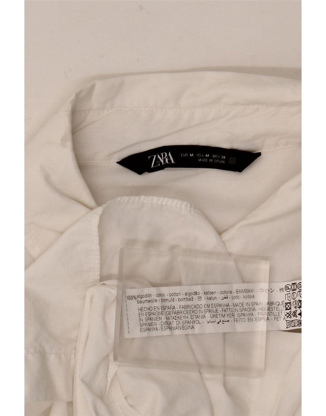 ZARA Damen-Oversize-Hemdkleid, UK-Größe 44, mittelweiße Baumwolle