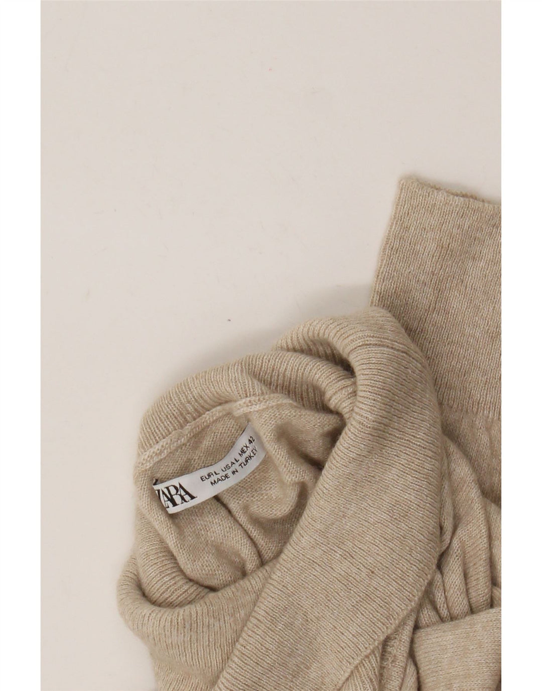 Rollkragenpullover für Herren von Zara, Größe L, Beige