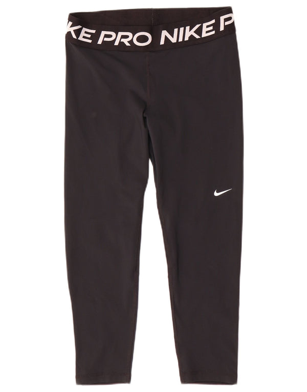 Nike Womens Dri Fit Graphic Capri Leggings UK 14 Mittelschwarzes Polyester